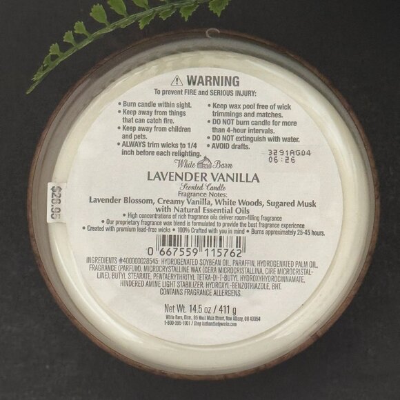 BBW Lavender Vanilla White Barn Bath & Body Works 3 Wick Candle - Picture 10 of 10